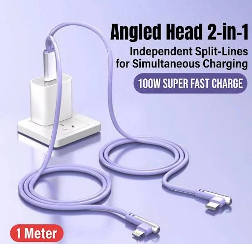 USB 1-to-2 Dual Elbow Fast Charging Cable